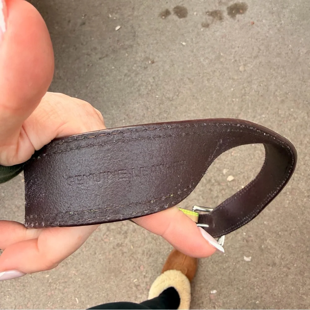 Twisted X Tan Belt with Neon Green Stitching Size 38